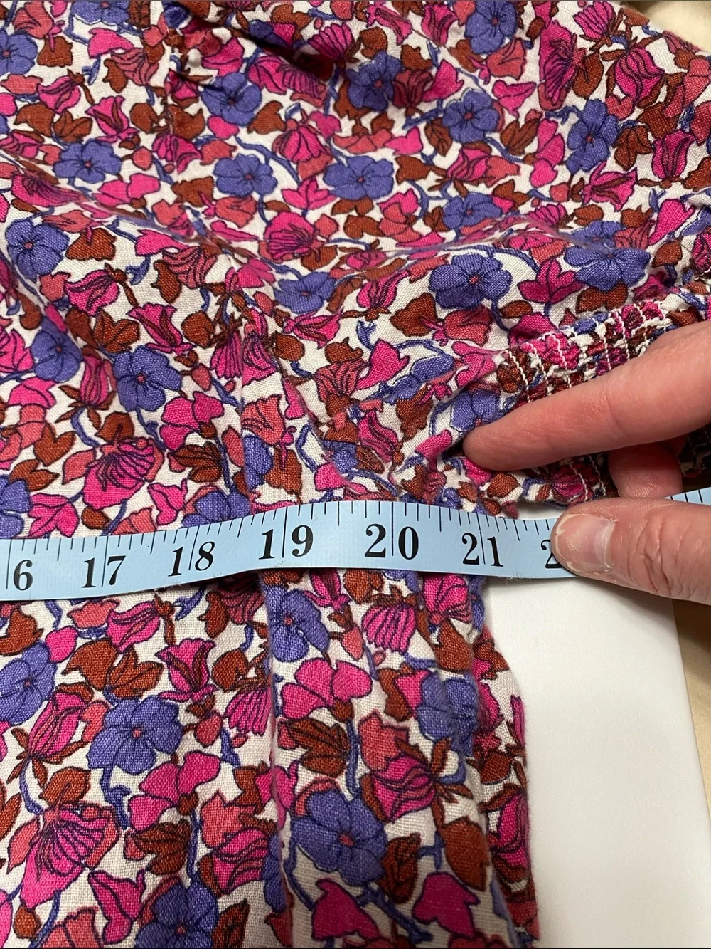 J. Crew Pink, Purple & pink Floral Linen Peasant Top